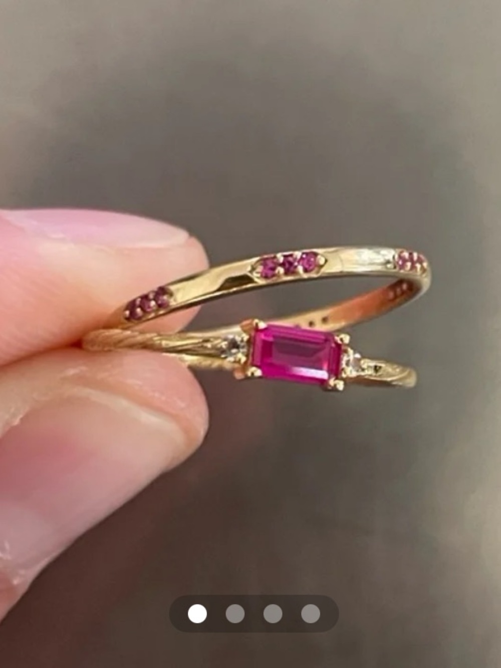 Ruby Diamond Dainty Stacking Ring Set